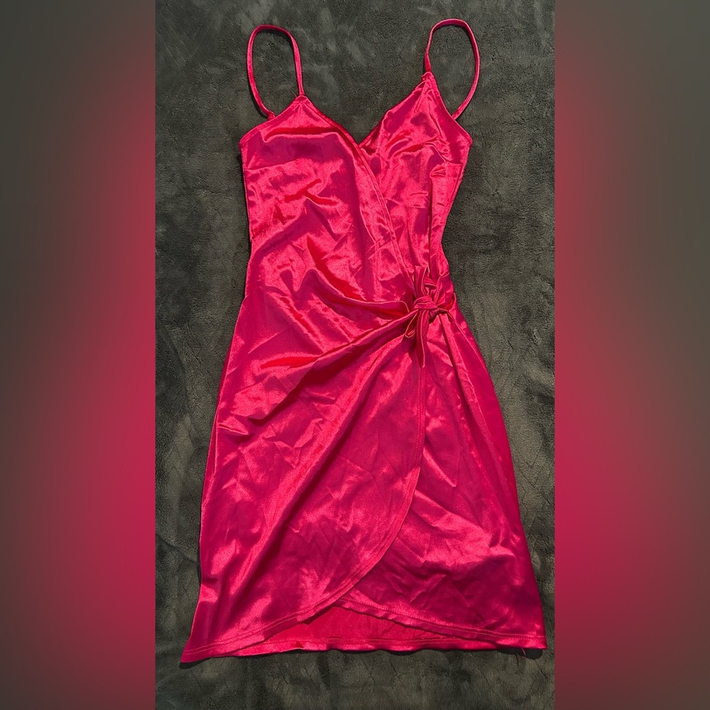 Satin Pink Wrap Dress